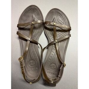 Crocs Sexi Flip Sandals Womens 10 Chocolate Brown T-Strap Jelly Flat 11354